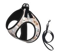 Oodles of Poodles Print Dog Harness and Leash Set,Breathable Adjustable Escape Proof Vest for Dogs, Cats