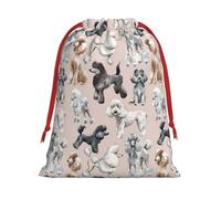 Oodles Of Poodles Print Ultra-Soft Velvet Gift Bag Christmas Wrapping Bags Gift Bag With Drawstring Party Favors Bags