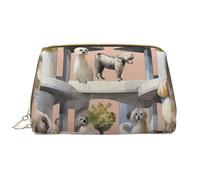 Oodles of Poodles Printed Makeup Bag for Women Portable Leather Make up Bag Travel Zipper Cosmetic Bags Organizer