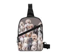 Oodles of Poodles Printed Sling Bag Gym Bags for Men Women, Foldable Sports Shoulder Chest Bag for Running Hiking Cycling Travel Work