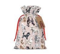 Oodles Of Poodles Printing Cute Christmas Bag Drawstring Design 4.7x6.9 Inch For Christmas Party Birthday Gift Packaging
