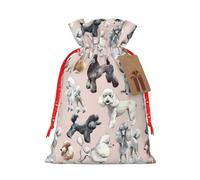 Oodles Of Poodles Printing Fashion Bag Lightweight Drawstring Pouch With Kraft Tag For Christmas Halloween