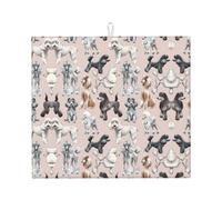 Oodles of Poodles Printing Kitchen Drying Mat,Absorbent Non Slip Mat for Countertops for Tables,Fits Dishware Knives Cup