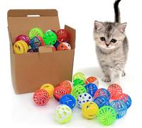 OODOSI Cat Jingle Balls Toys, 24 Pcs Bell Balls Cat Toys, Lightweight, Interactive, Assorted Colors Ball Toy for Kitten Training and Play