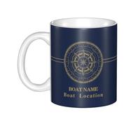 OOEREWGF Personalized Nautical Ocean Theme Boat Captain Mug, Custom Sailor Sailing Yacht Boat Name Compass Coffee Mug, Nautical Boat Owner Boating Ship Sailing Cup Gifts