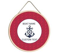 OOEREWGF Personalized Nautical Themed Welcome Boat Wood Wall Pediments Hanging Decor, Custom Nautical Compass Ship Sailing Yacht Boat Name Door Hanging Wall Decor for Beach House Sailboat