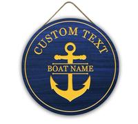 OOEREWGF Personalized Nautical Themed Welcome Boat Wood Wall Pediments Hanging Decor, Custom Nautical Compass Ship Sailing Yacht Boat Name Door Hanging Wall Decor for Beach House Sailboat