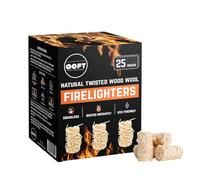 OOFT Natural Firelighters - Ignite Instantly and Odourless - Perfect for use with Pizza Ovens, Barebeques, Wood Burning Stoves, Open Fires and Camp Fires - Box of 25