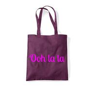 Ooh La La Make Up Statement cotton tote shopping bag - Plum