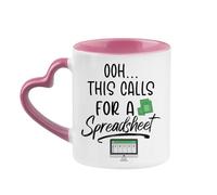 OOH... This Calls for A Spreadsheet, Accountant Gift, Heart Handle Coffee, Tea Mug. (Pink)