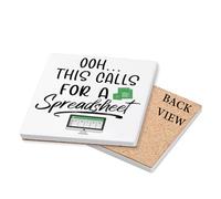 OOH... This Calls for A Spreadsheet, Accountant Gift, Tableware, Coffee, Tea, Drink Coaster. (Square Ceramic Coaster)