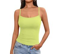 OOHOKAY Women's Vest Top Summer Casual Ladies Basic Camisole Shirts Square Neck Sleeveless Tank Top Going Out Streetwear(Avocado Green-n3,M)