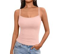 OOHOKAY Women's Vest Top Summer Casual Ladies Basic Camisole Shirts Square Neck Sleeveless Tank Top Going Out Streetwear(Light Pink-n3,M)