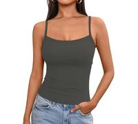 OOHOKAY Women's Vest Top Summer Casual Ladies Basic Camisole Shirts Square Neck Sleeveless Tank Top Going Out Streetwear(Grey-n3,L)