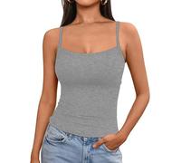 OOHOKAY Women's Vest Top Summer Casual Ladies Basic Camisole Shirts Square Neck Sleeveless Tank Top Going Out Streetwear(Light Grey Flower-n3,M)