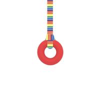 Oojamabobs Sensory Ring pendant chew necklace - Autism - Red with lanyard (6 designs available!) (54cm, Stripes)