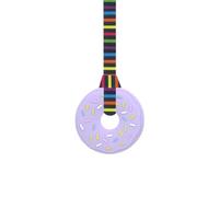 Oojamabobs STRONG Doughnut Chew Necklace With Lanyard - Lilac - For Kids With Autism, Anxiety & ADHD - 100% Food Grade Silicone - Sensory (9 lanyard designs available) (Black Stripes)