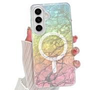 OOK Case for Samsung Galaxy S26, Broken Glass Texture Design, Color-Shifting Iridescent Glow, Compatible with MagSafe - Fluorescent Glitter Bling Shockproof Magnetic Cover for Women Girls