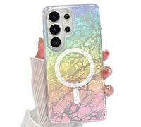 OOK Case for Samsung Galaxy S26 Ultra, Broken Glass Texture Design, Color-Shifting Iridescent Glow, Compatible with MagSafe - Fluorescent Glitter Bling Shockproof Magnetic Cover for Women Girls