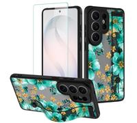OOK Cute Case for Samsung Galaxy S26 Ultra with Strap Stand, Cyan Flower