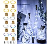 ooklee 10 Pack Wine Bottle Lights, Mix Colour, 2M 20 LEDs, Waterproof | Copper Wire Wine Bottle Lights Battery Operated Suitable for Party, Xmas, Birthday, Table, Jars, DIY Decor, Indoor/Outdoor