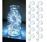 ooklee 12 Pack Fairy Lights Battery Operated, 3 Modes, 2M, Cool White | Silver Wire String Ligths Waterproof, 20 LEDs for Indoor Outdoor Table Party Wedding Jar Bedroom Christmas DIY Decoration