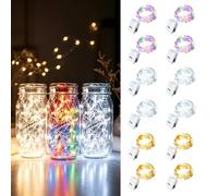 ooklee 12 Pack Fairy Lights Battery Operated, 3 Modes 2M, Mix Colour | Silver Wire String Ligths Waterproof, 20 LEDs for Indoor Outdoor Table Party Wedding Jar Bedroom Christmas Garden DIY Decor