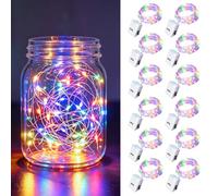 ooklee 12 Pack Fairy Lights Battery Operated, 3 Modes 2M, Multicolour | Silver Wire String Ligths Waterproof, 20 LEDs for Indoor Outdoor Table Party Wedding Jar Bedroom Christmas Garden Decoration