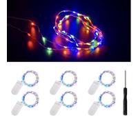 ooklee 6 Pack Fairy Lights Battery Operated Xmas, 2M 20 LEDs, Multi Colour | Battery String Lights Waterproof Copper Wire for Indoor Outdoor Table Party Garland Wedding Bedroom Jars Garden DIY Decor
