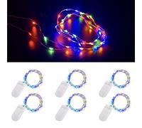 ooklee [6 Pack] Fairy String Lights Battery Operated, 2m 20 LED Copper Wire String Light, Rainbow Twinkle Starry Lighting for Table Party Wedding Indoor Jar Garden Christmas Decorations(Multi Colour)