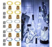 ooklee Bottle Lights 10 Pack with 30 Spare Battery Operated, 2m 20 LED Cork Light for Wine Bottles, Rainbow Pink Copper Wire Fairy String Lighting for Table Party Wedding Jar Xmas Decor(3 Colour)
