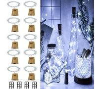 ooklee Bottle Lights with Cork 10 Pack, Cool White, 2M 20 LEDs | Copper Wire Wine Bottle Lights Battery Operated Suitable for Party, Xmas, Birthday, Table, Jars, DIY Decor, Indoor/Outdoor