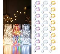 ooklee Fairy Lights Battery Operated, 24 Pack Mix Colour, 3 Modes, 2M | Twinkle Lights Battery Operated, Waterproof, 20 LEDs, for Indoor/Outdoor Table Party Wedding Jar Bedroom Xmas Birthday Decor