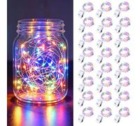 ooklee Fairy Lights Battery Operated, 24 Pack Multicolour, 3 Modes, 2M | Twinkle Lights Battery Operated, Waterproof, 20 LEDs, for Indoor/Outdoor Table Party Wedding Jar Bedroom Xmas Garden Decor
