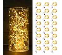 ooklee Fairy Lights Battery Operated, 24 Pack Warm White, 3 Modes, 2M | Twinkle Lights Battery Operated, Waterproof, 20 LEDs, for Indoor/Outdoor Table Party Wedding Jar Bedroom Xmas Garden Decor