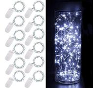Ooklee® Fairy String Lights Battery Operated, 12 Pack 2m 20 LED Copper Wire Starry Bottle Light, Twinkle Craft Sets Lighting for Table Party Wedding Indoor Jar Christmas Garden Decoration(Cool White)