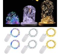 ooklee® Fairy String Lights Battery Operated, 6 Pack 2m 20 LED Copper Wire Starry Bottle Light, Twinkle Craft Sets Lighting for Table Party Wedding Indoor Jar Christmas Garden Decoration(Mix Colour)