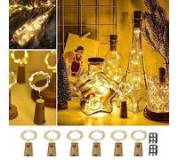ooklee® Pack of 6 Bottle Light Battery with 6 Replacement Batteries, 2 m 20 LED Bottle Light Cork Copper Wire Fairy Lights for Party Wedding Halloween Christmas Outdoor Indoor Use (Warm White)