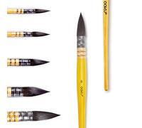 OOKU Professional Quill Brush for Watercolor Painting - Real Squirrel Hair Blend, Short Handle Round Brush for Consistent Flow in Gouache, Watercolor, and Art Painting