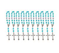 OOLA.DETAL 10Pcs Catholic Beaded Rosary Bracelets Crosses Pendants Bracelets Bangles Catholicism Jewelry for Daily