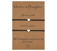 OOLA.DETAL 2/3 Pcs Promise Bracelet Heart Charm Pendant Rope Chain Distance Braided Bracelets for Couples Sisters Best