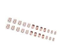 OOLA.DETAL 24 Pcs French Tip Cats Eye False Nails Autumn Winter Acrylic Nails Short Full Covers Stick on Nails