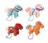 OOLA.DETAL 4PCS Creative Chinese Styles Plush Horse Toy Doll Stuffed Animals for Holiday Homes Decoration Adult