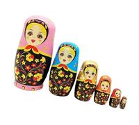 OOLA.DETAL 6 Layer Russian Nesting Dolls Wooden Hand Painted Traditional Folk Art Toy For Girl Creative Craft