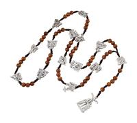 OOLA.DETAL Catholic Rosary Wooden Beads Necklace with Medals Crosses Crucifix First Communion Rosary for Women Men