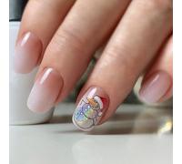 OOLA.DETAL Christmas Snowman False Nails Winter Full Covers Stick on Nails White Gradients False Nails for Woman