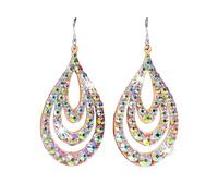 OOLA.DETAL Double Sided Belly Dance Earrings With Rhinestones For Stage And Parties