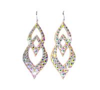 OOLA.DETAL Double Sided Belly Dance Earrings With Rhinestones For Stage And Parties