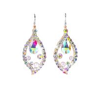 OOLA.DETAL Double Sided Belly Dance Earrings With Rhinestones For Stage And Parties