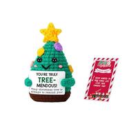 OOLA.DETAL Handmade Crochet Miniature Christmas Tree Decoration for Car Dashboard Ornament Features Scent Pad Holder